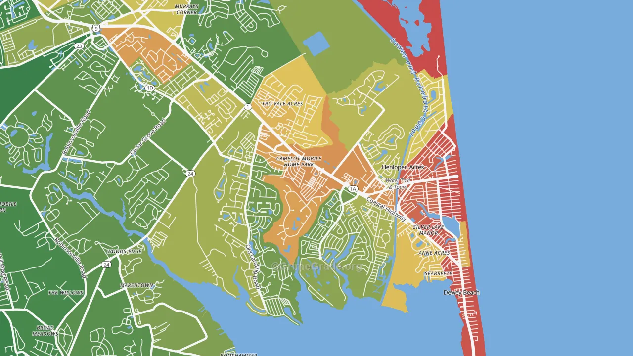 Rehoboth Beach, DE Map of Vandalism Rates