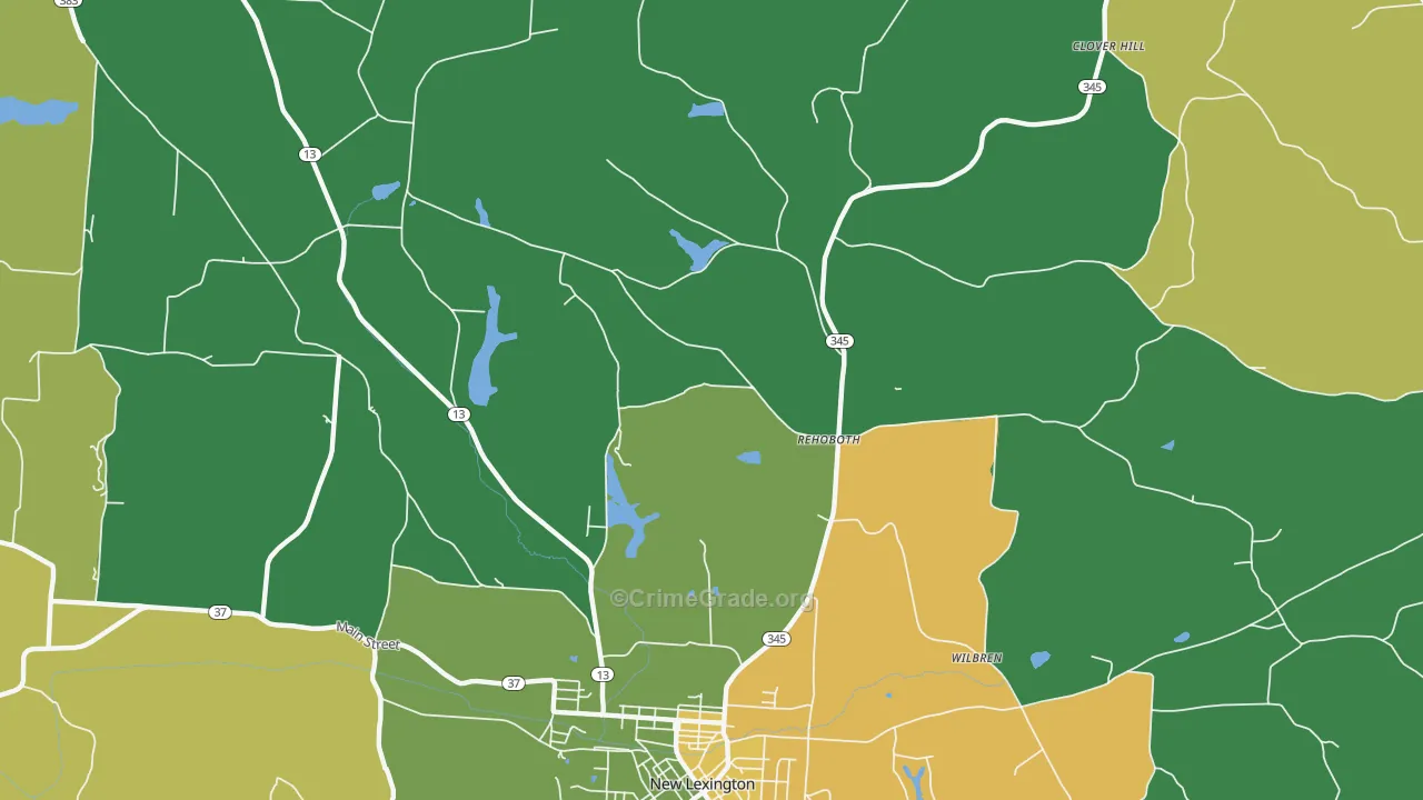 Rehoboth, OH Map of Vandalism Rates