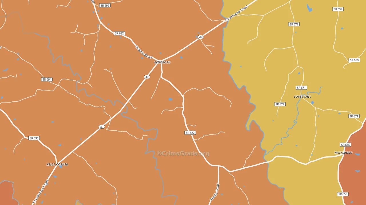 Rehoboth, VA Map of Vandalism Rates