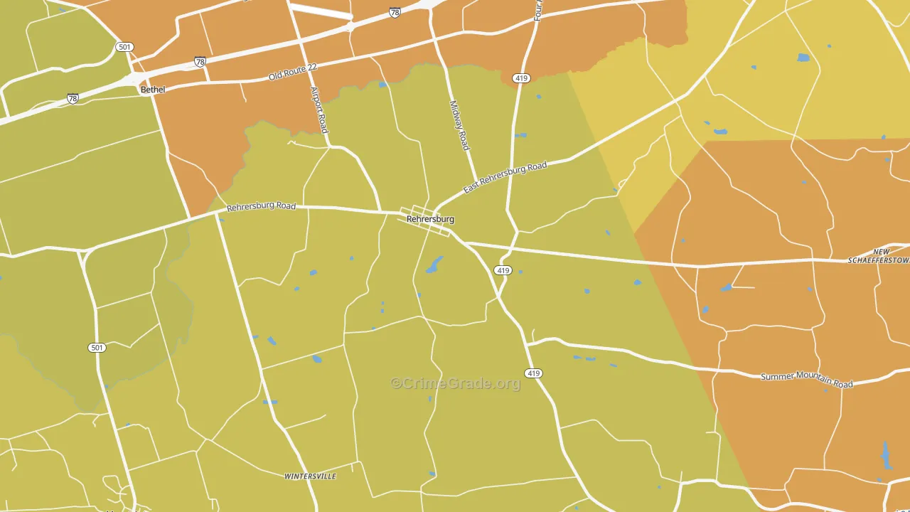 Rehrersburg, PA Map of Vandalism Rates