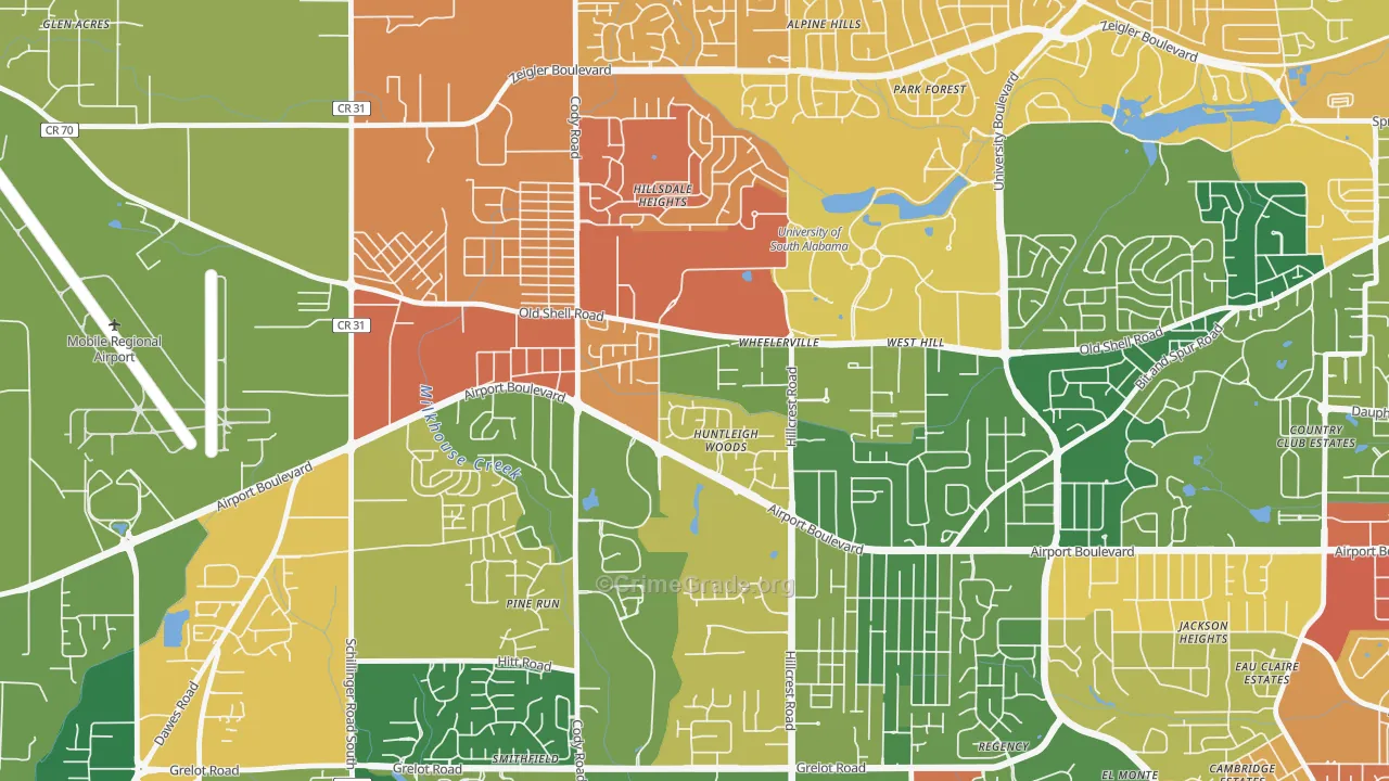 Reichlieu, Mobile, AL Map of Vandalism Rates