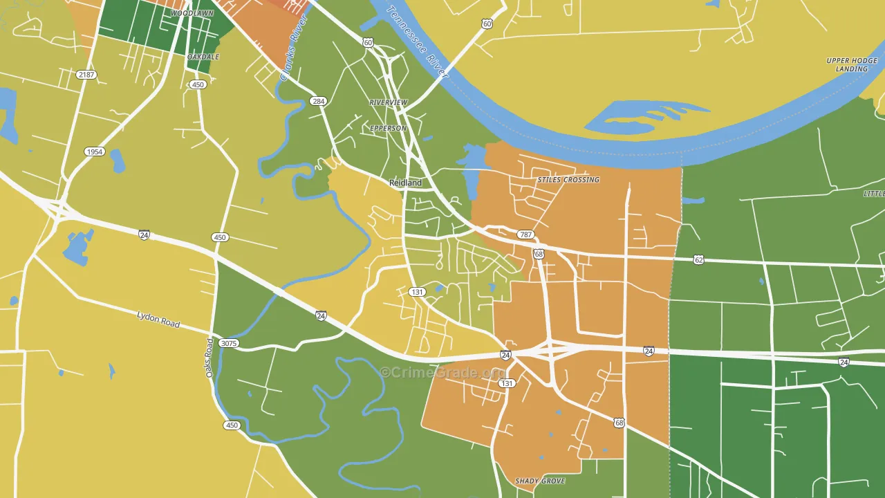 Reidland, KY Map of Vandalism Rates