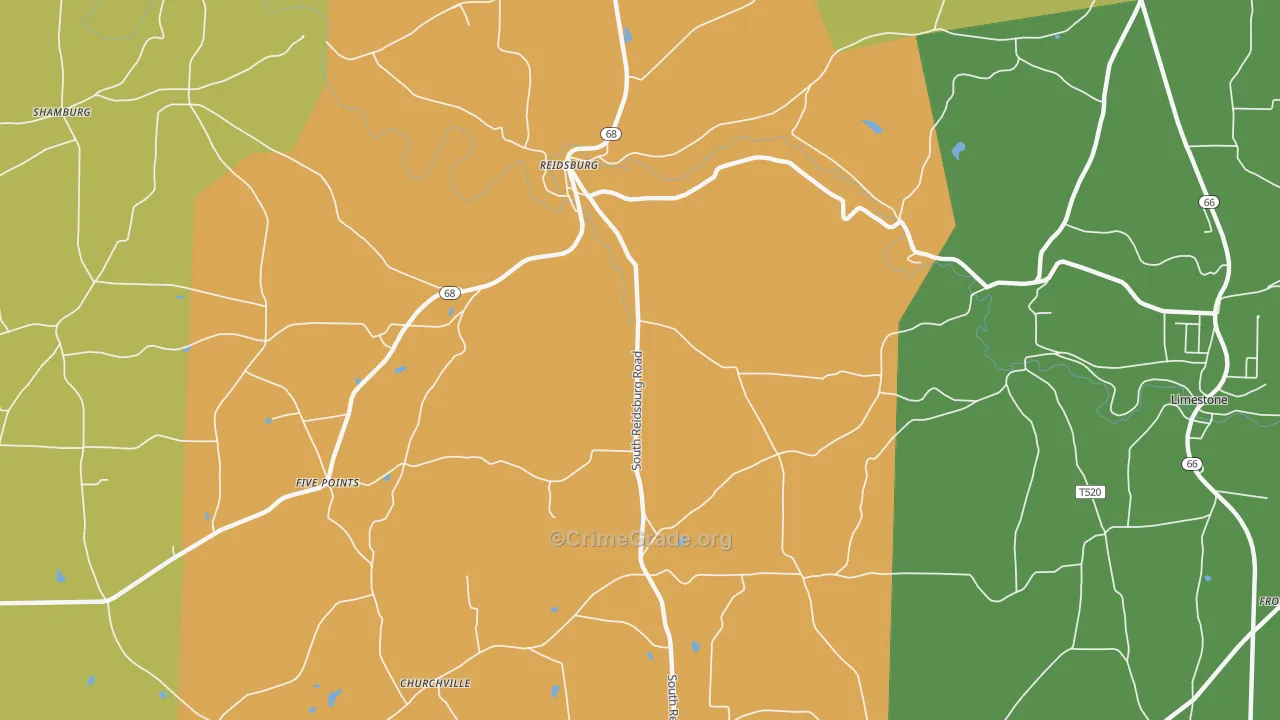 Reidsburg, PA Map of Vandalism Rates