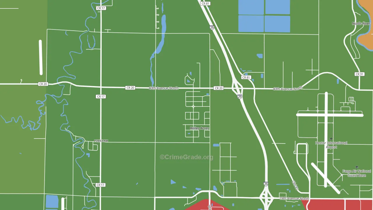 Reiles Acres, ND Map of Vandalism Rates