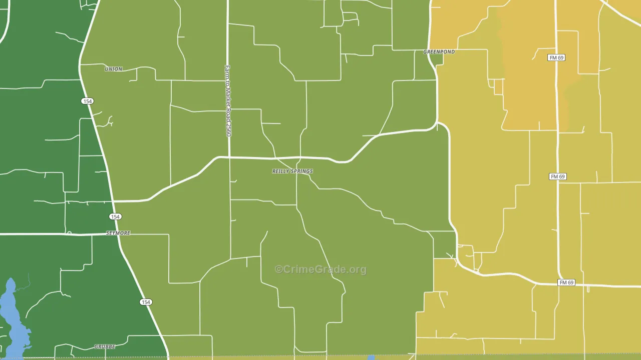 Reilly Springs, TX Map of Vandalism Rates