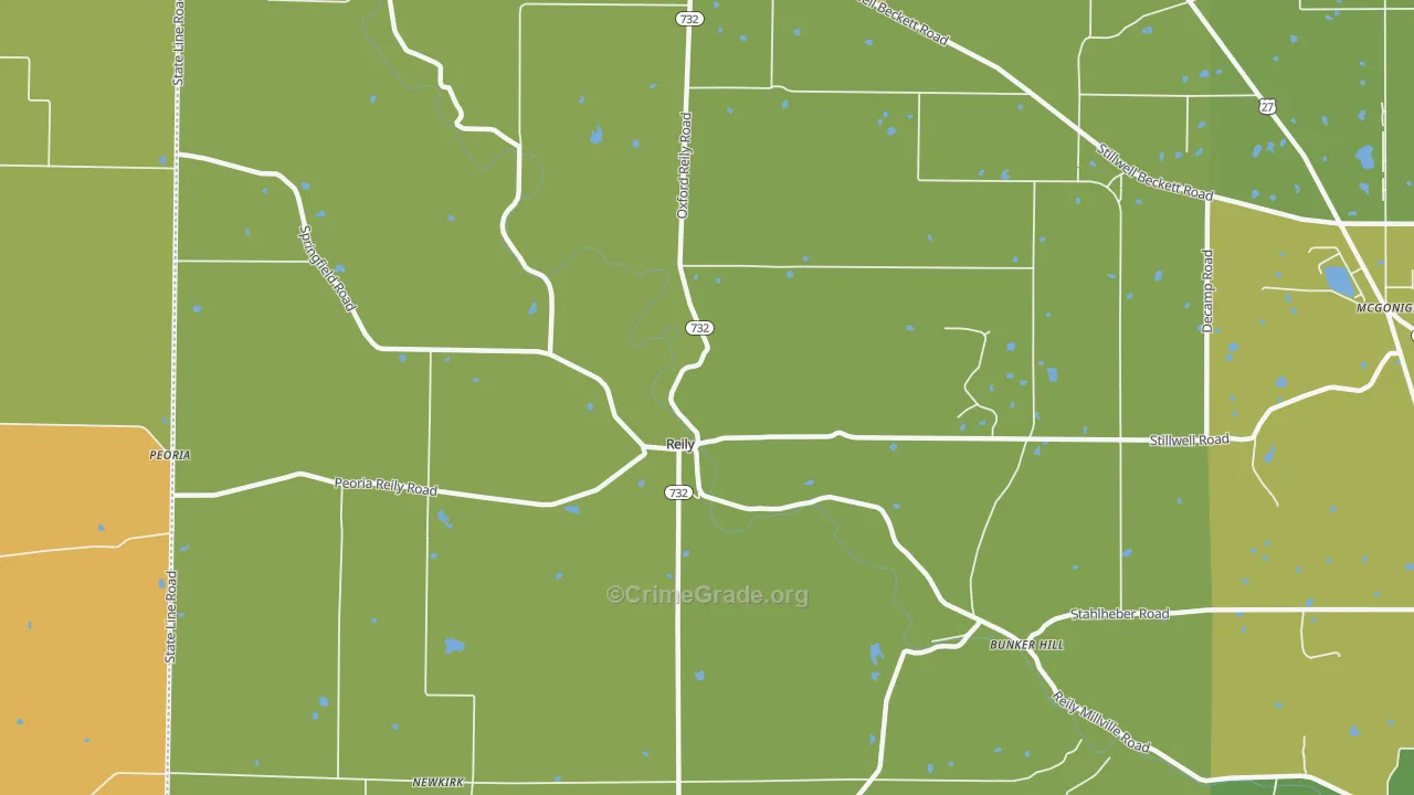 Reily, OH Map of Vandalism Rates