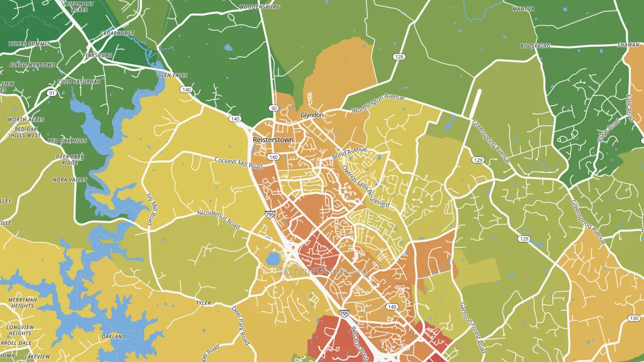 Reisterstown, MD Map of Vandalism Rates