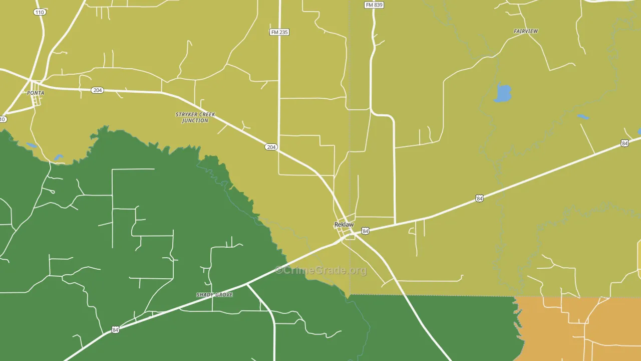 Reklaw, TX Map of Vandalism Rates