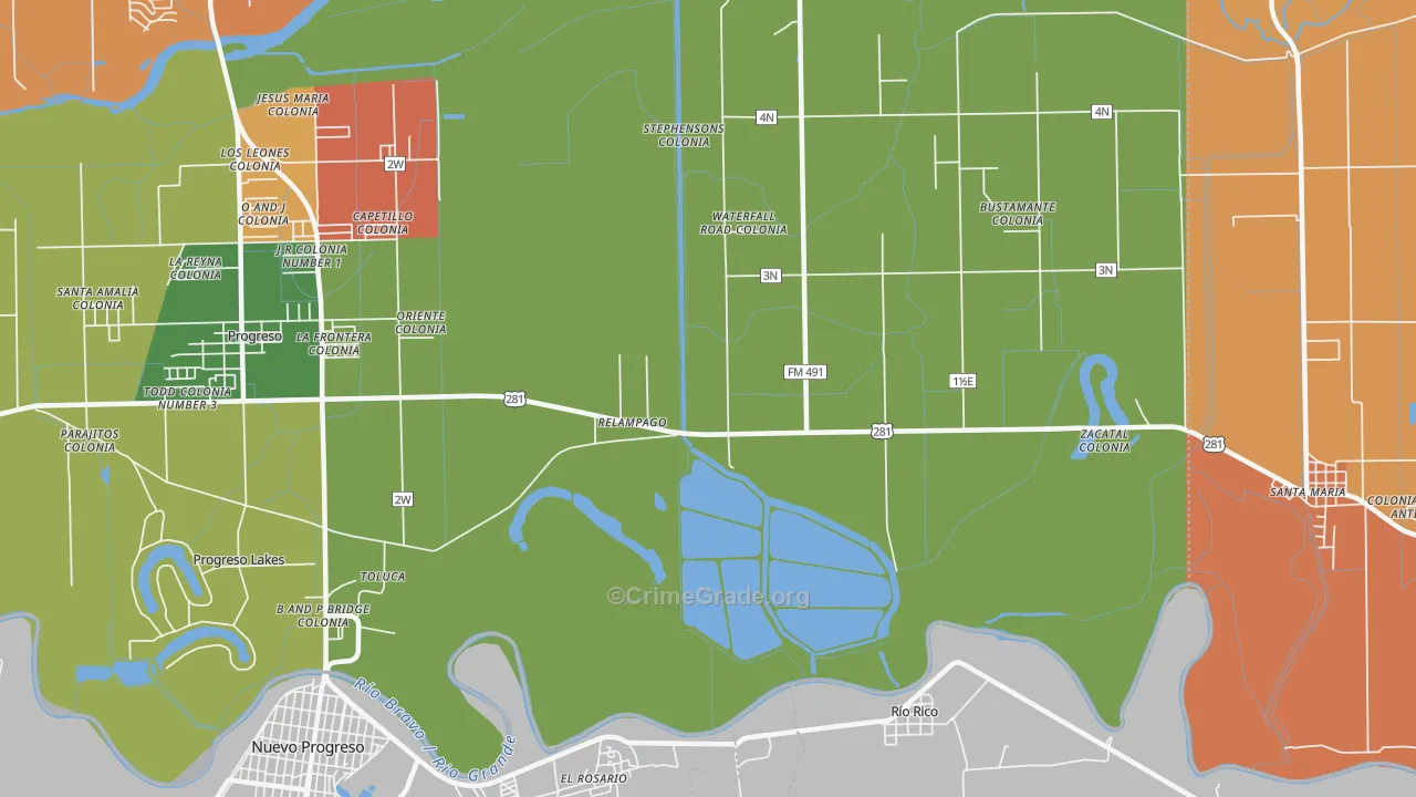 Relampago, TX Map of Vandalism Rates
