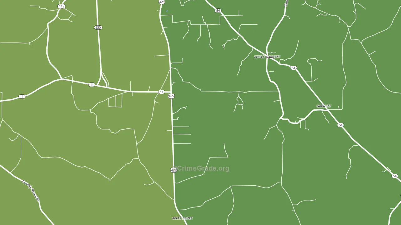 Relfs Bluff, AR Map of Vandalism Rates
