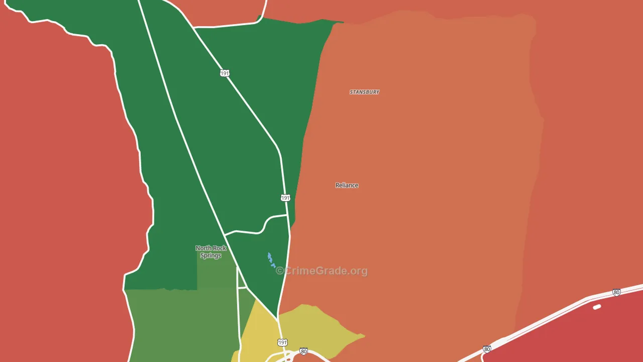 Reliance, WY Map of Vandalism Rates