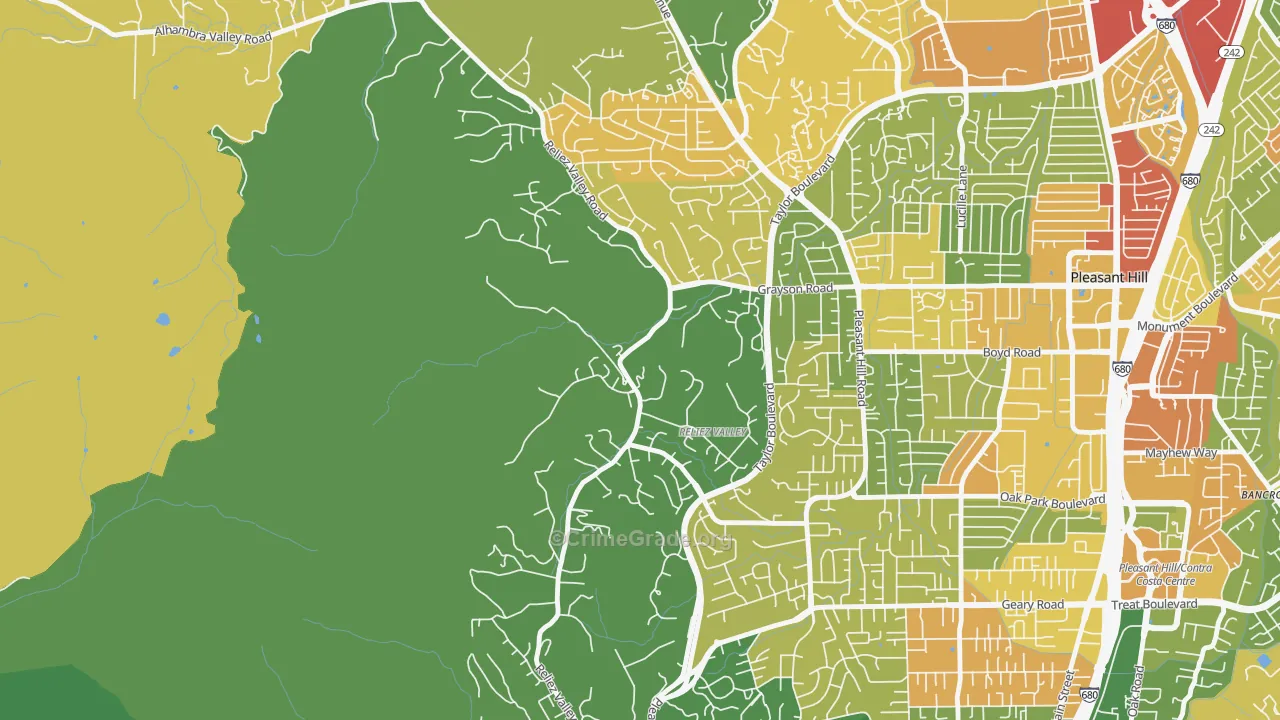 Reliez Valley, CA Map of Vandalism Rates