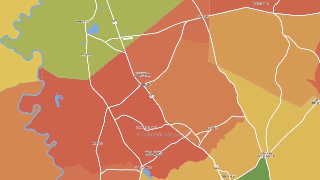 Rembert, SC Map of Vandalism Rates