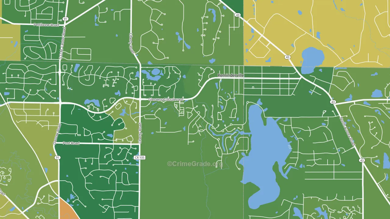 Reminderville, OH Map of Vandalism Rates