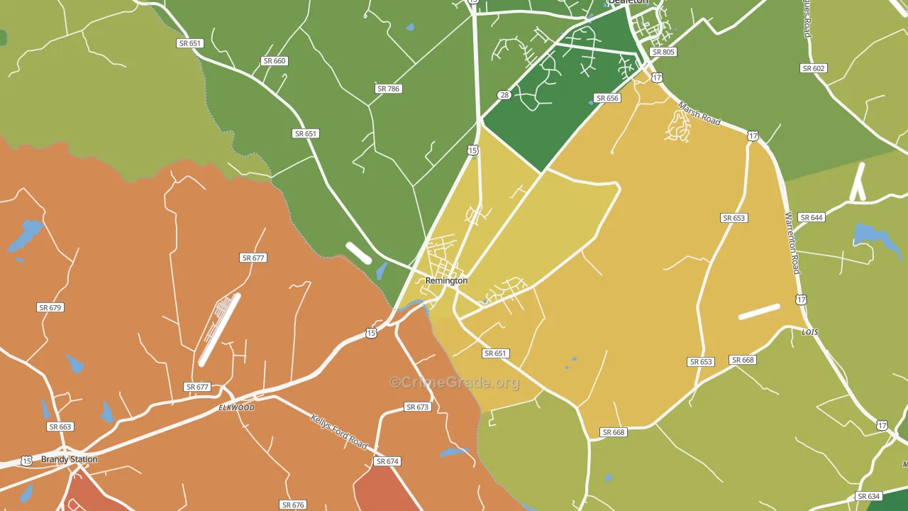 Remington, VA Map of Vandalism Rates