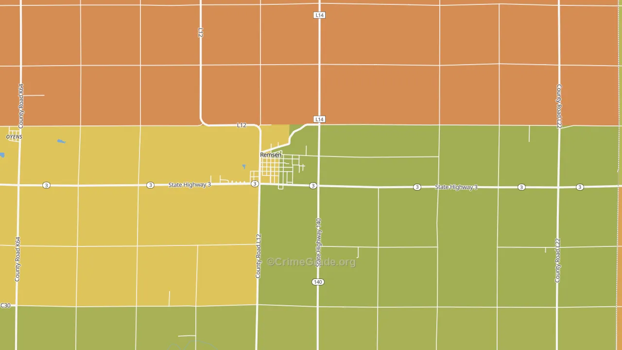 Remsen, IA Map of Vandalism Rates