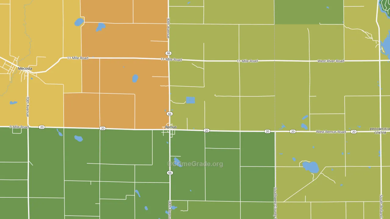 Remus, MI Map of Vandalism Rates