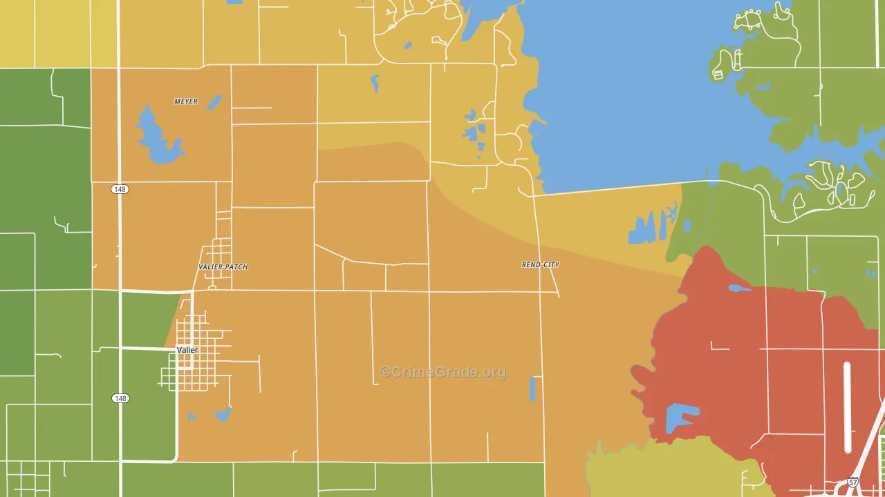 Rend City, IL Map of Vandalism Rates