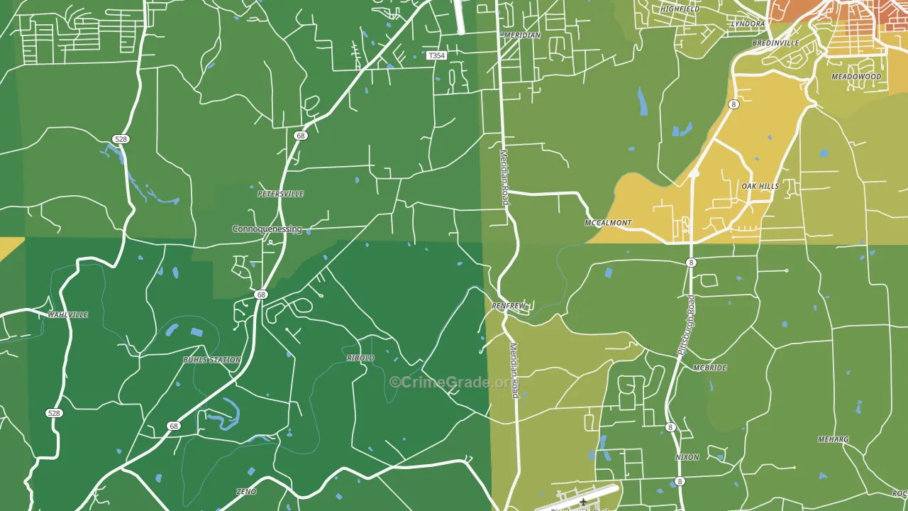 Renfrew, PA Map of Vandalism Rates