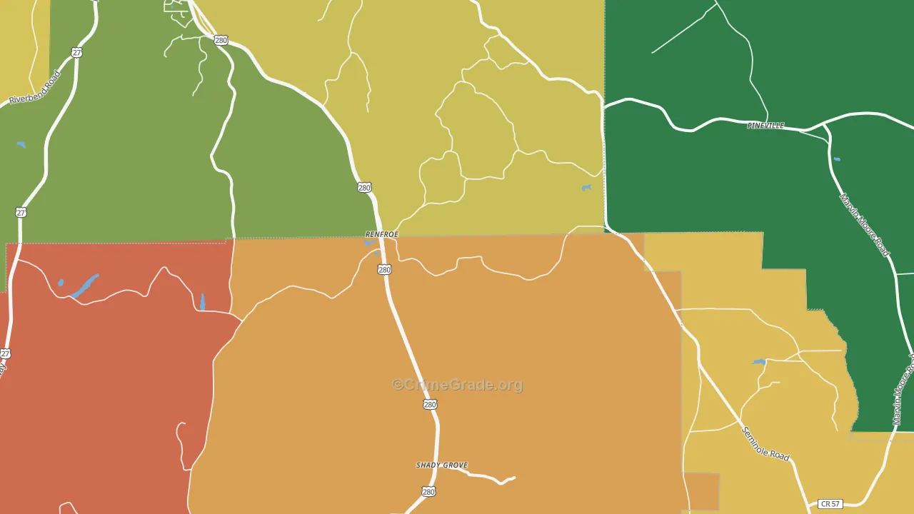 Renfroe, GA Map of Vandalism Rates