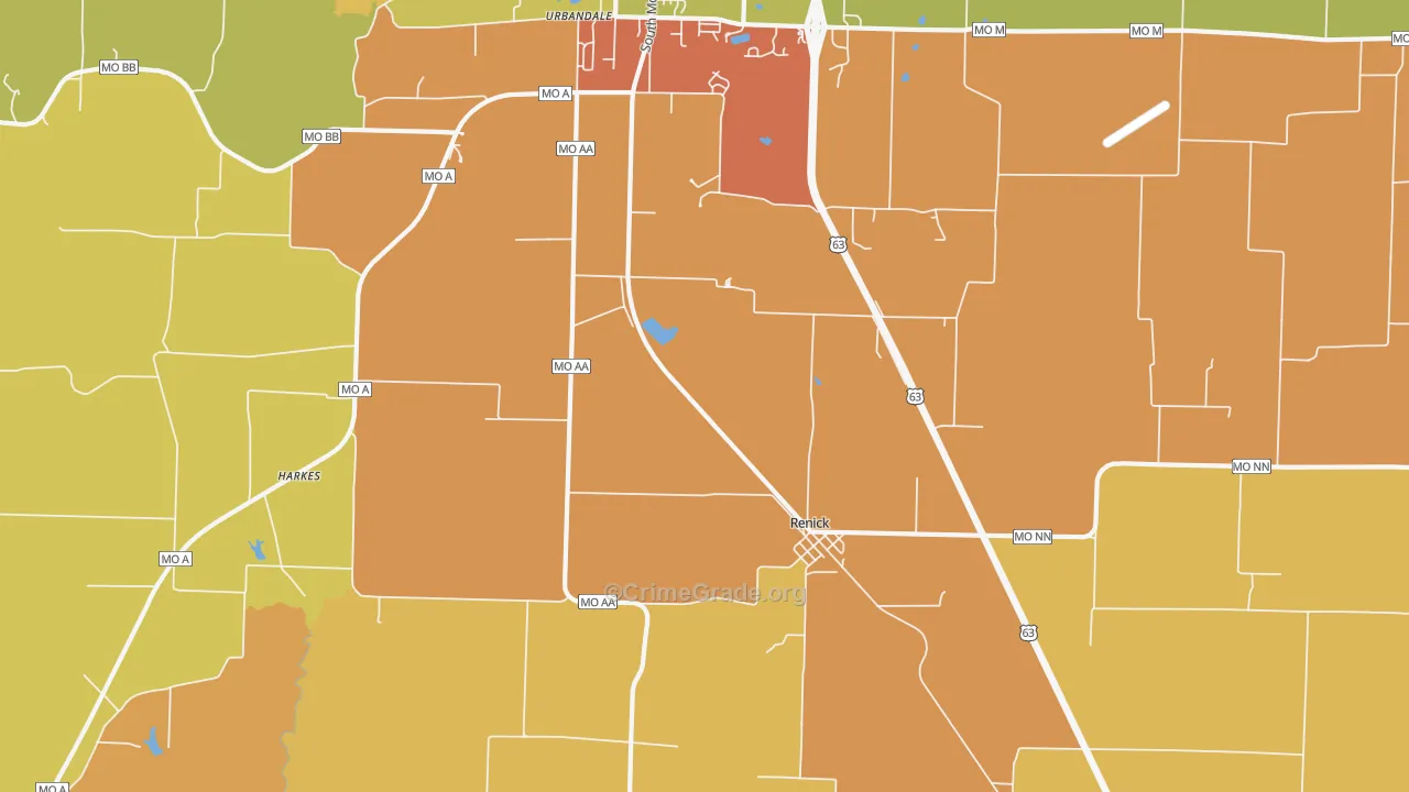 Renick, MO Map of Vandalism Rates