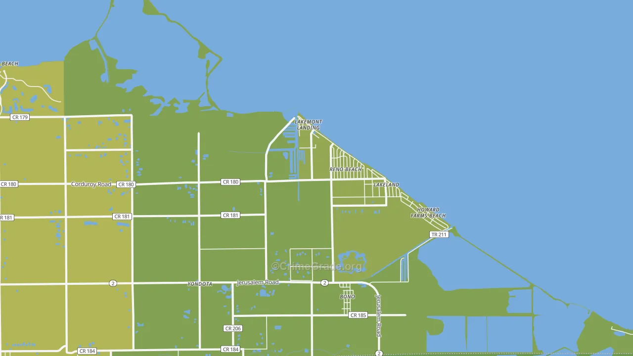 Reno Beach, OH Map of Vandalism Rates