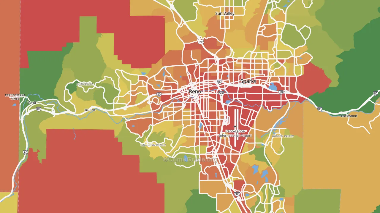 Reno, NV Map of Vandalism Rates