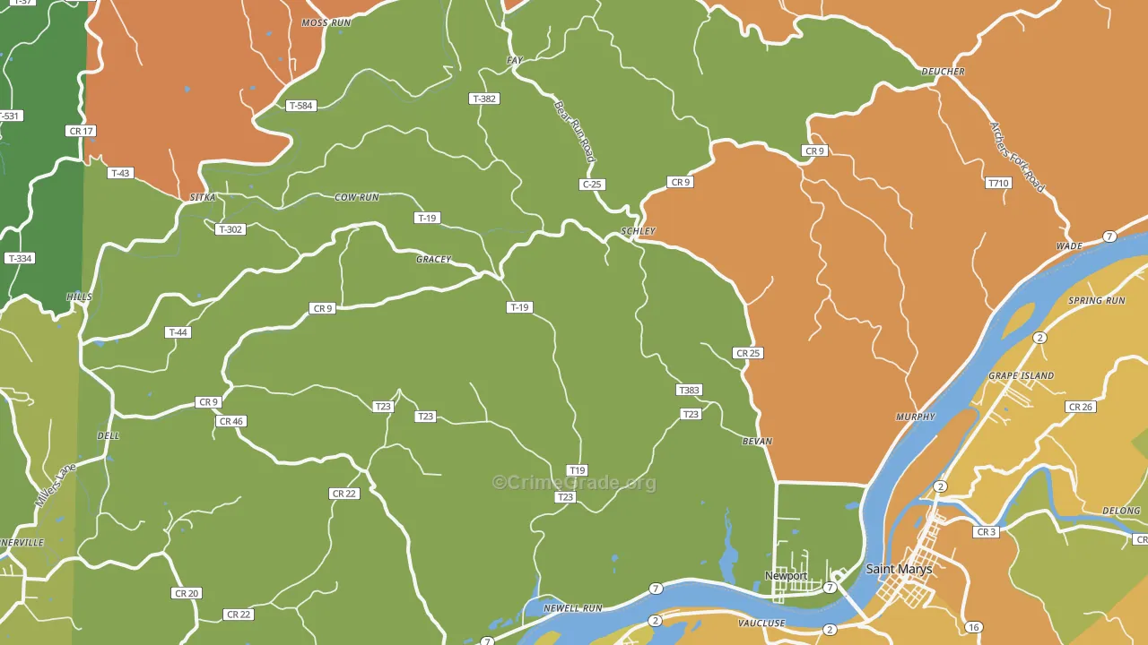 Reno, OH Map of Vandalism Rates