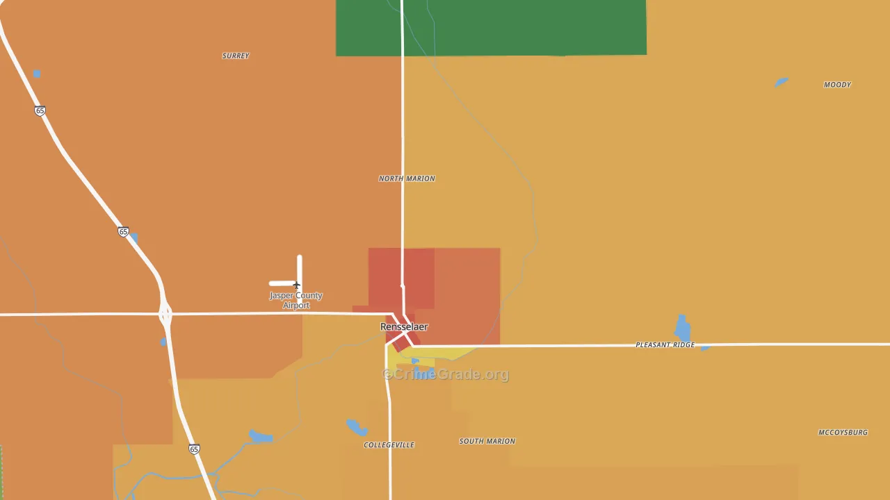 Rensselaer, IN Map of Vandalism Rates