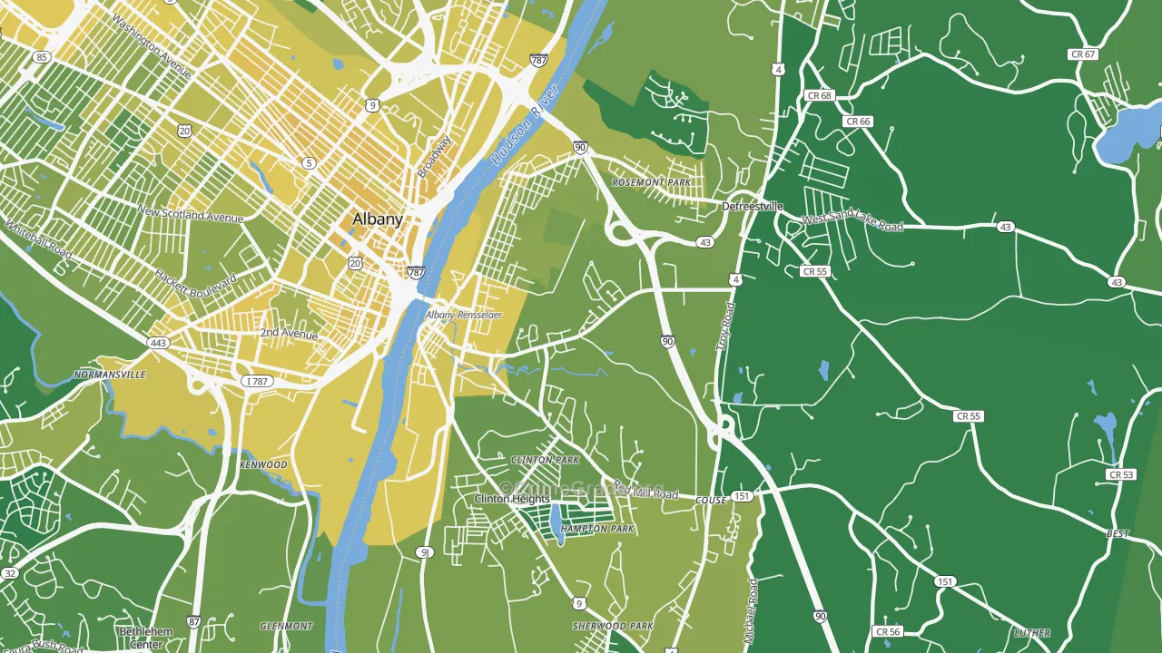 Rensselaer, NY Map of Vandalism Rates