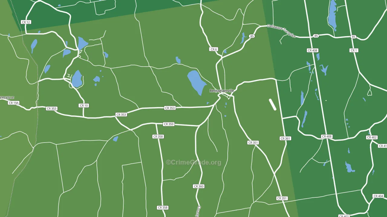 Rensselaerville, NY Map of Vandalism Rates