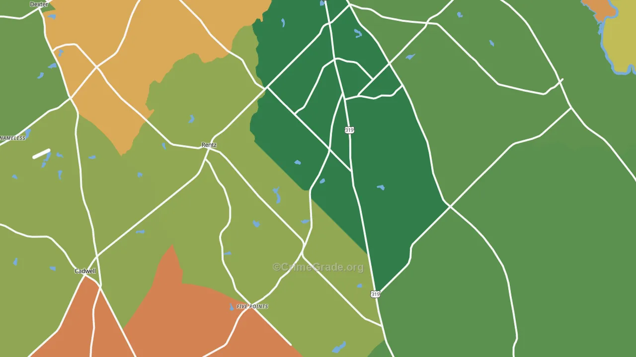 Rentz, GA Map of Vandalism Rates