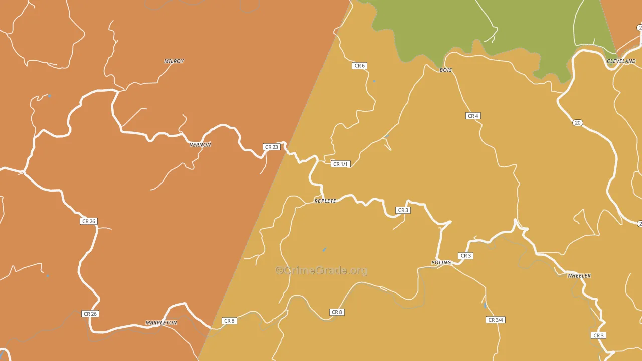 Replete, WV Map of Vandalism Rates