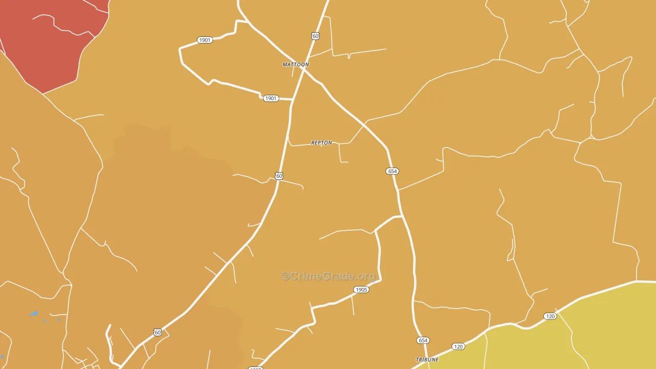 Repton, KY Map of Vandalism Rates