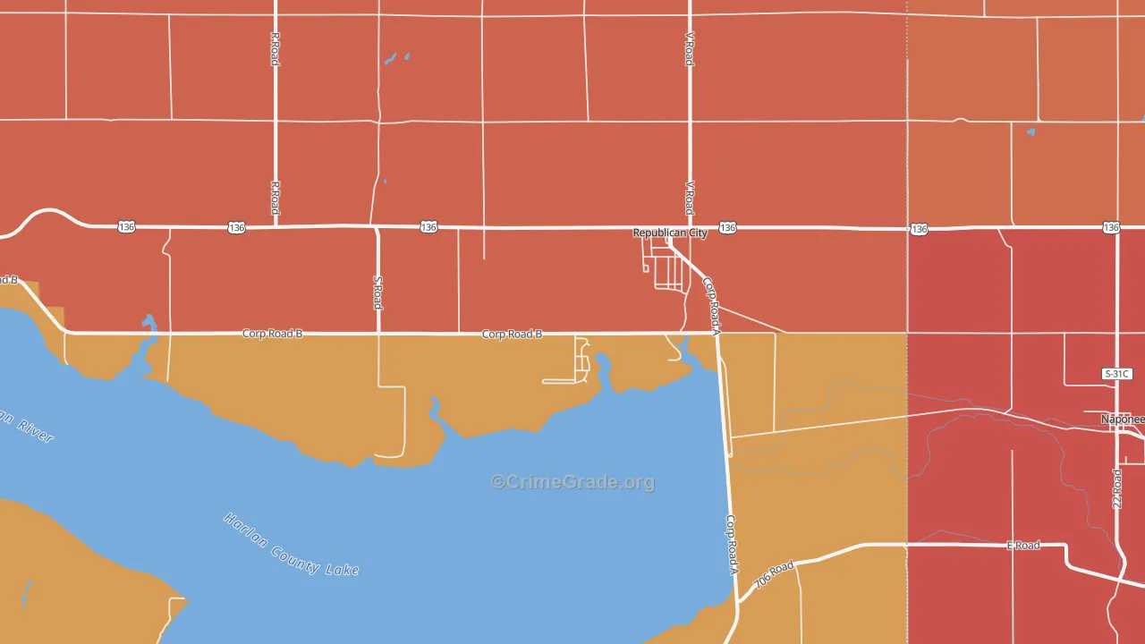 Republican City, NE Map of Vandalism Rates