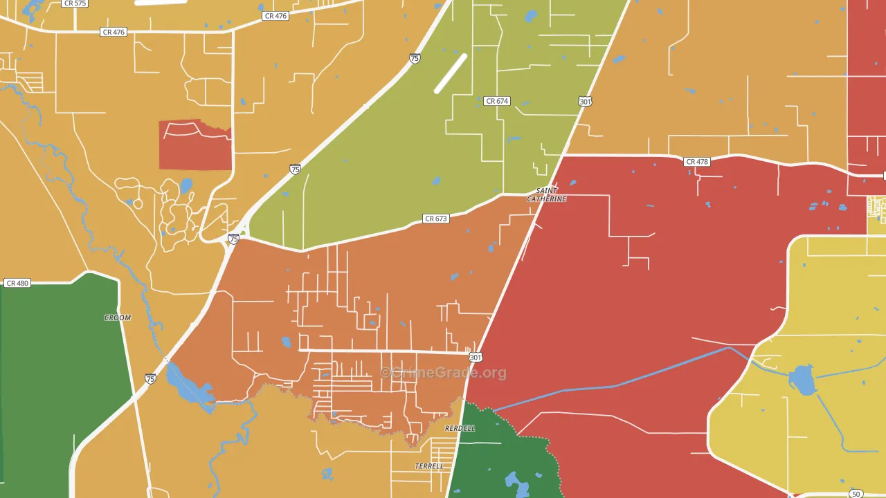 Rerdell, FL Map of Vandalism Rates