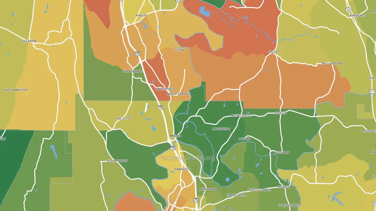 Resaca, GA Map of Vandalism Rates