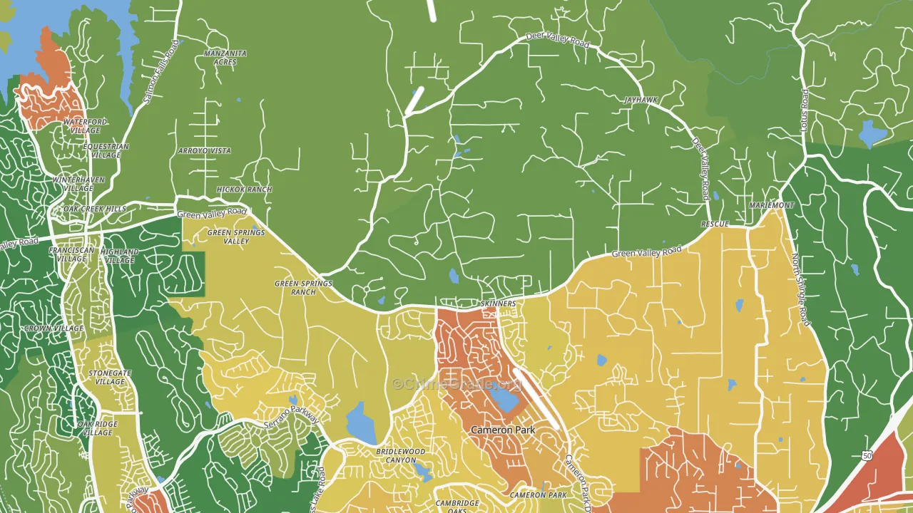 Rescue, CA Map of Vandalism Rates