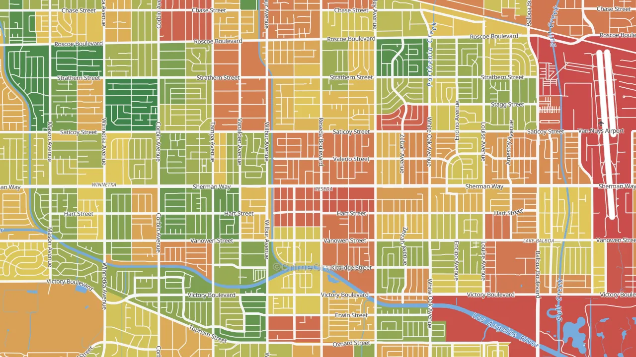 Reseda, CA Map of Vandalism Rates