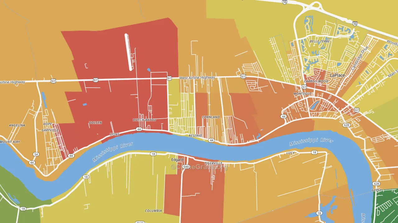 Reserve, LA Map of Vandalism Rates