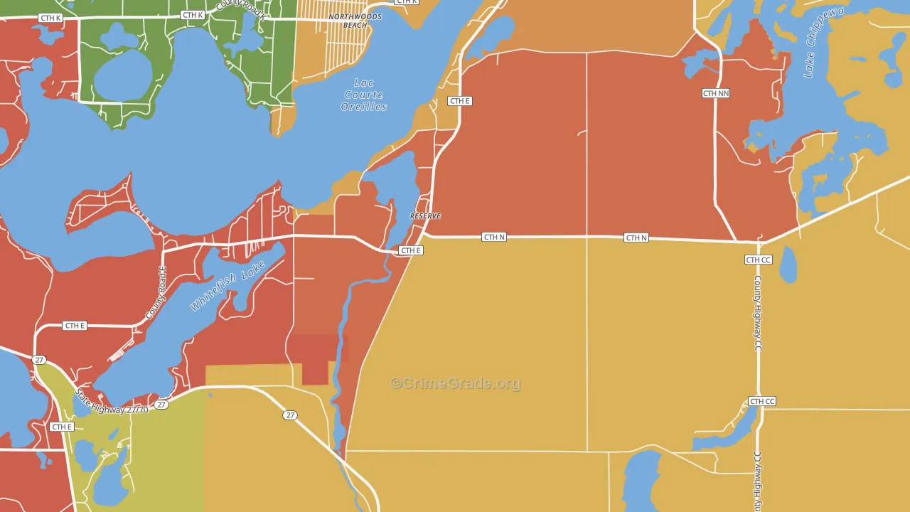 Reserve, WI Map of Vandalism Rates