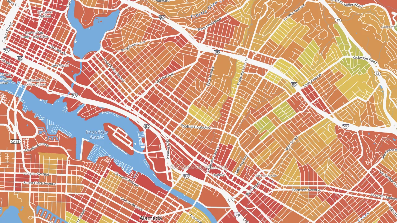 Reservoir Hills, Oakland, CA Map of Vandalism Rates