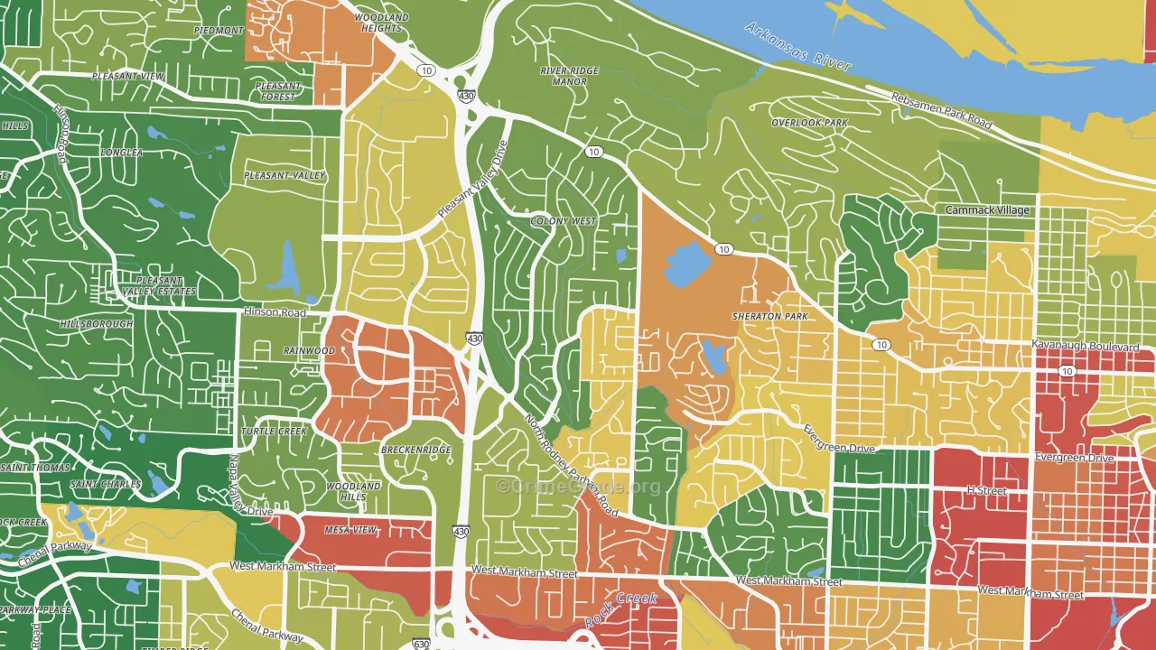 Reservoir, Little Rock, AR Map of Vandalism Rates