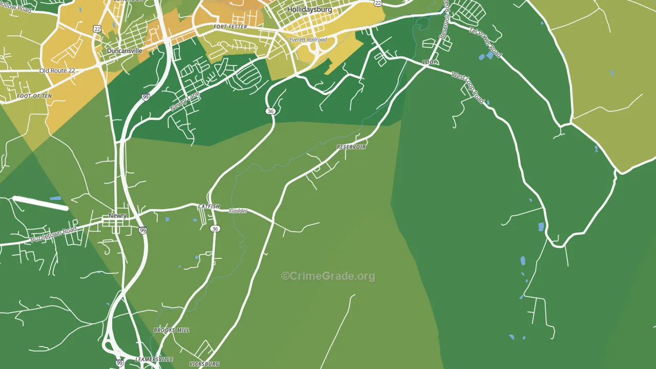 Reservoir, PA Map of Vandalism Rates