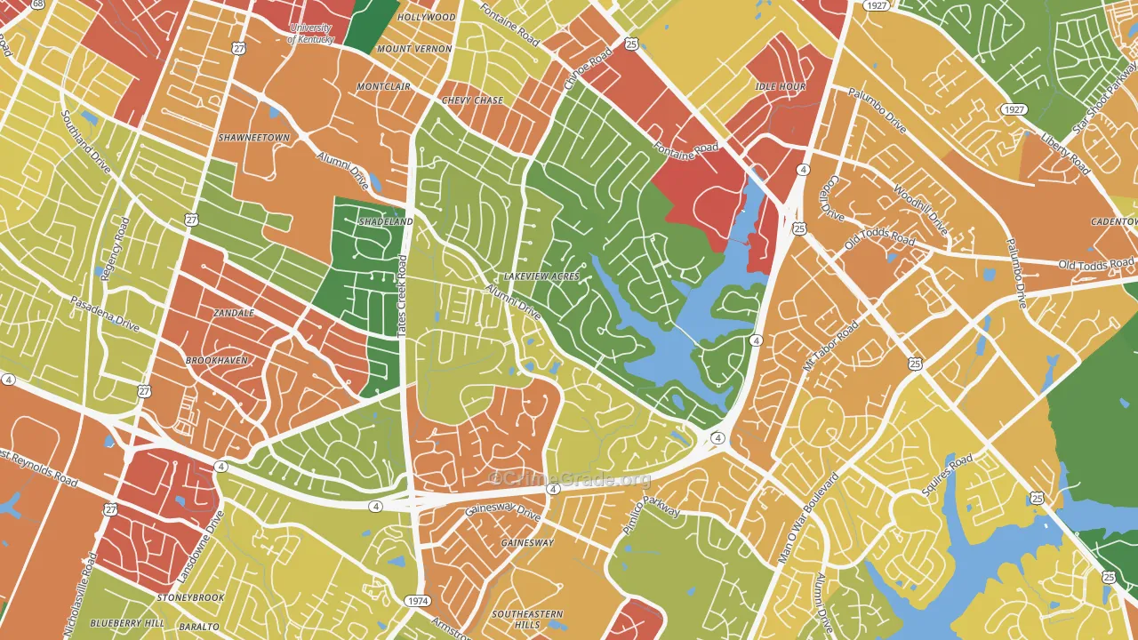 Reservorir, Lexington, KY Map of Vandalism Rates
