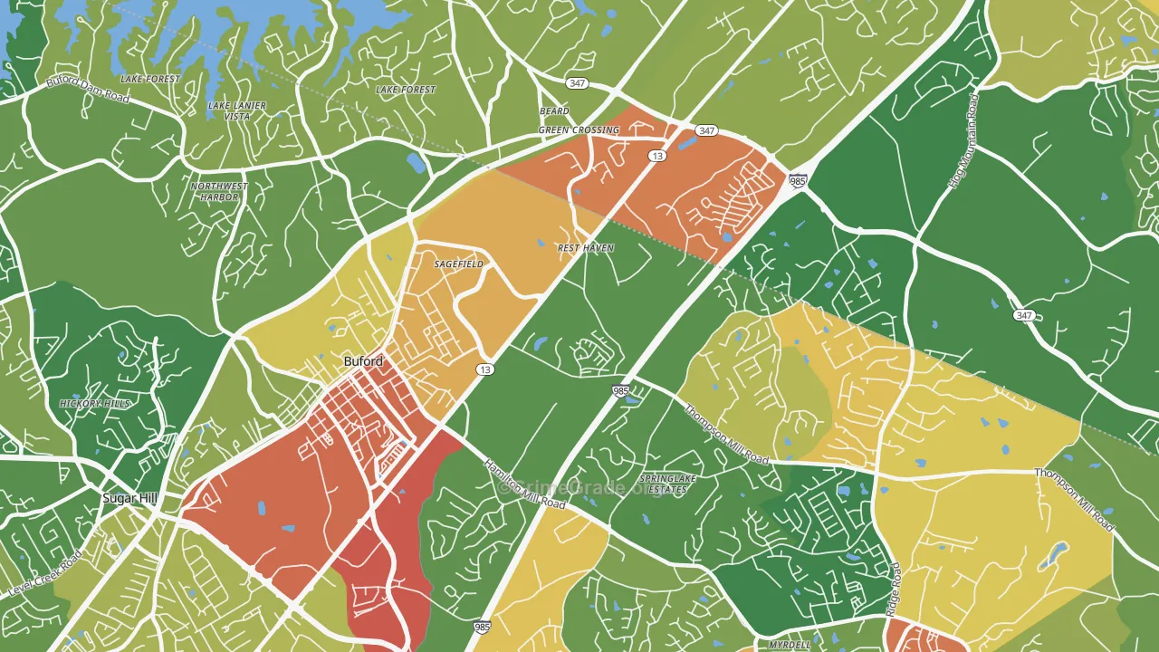 Rest Haven, GA Map of Vandalism Rates