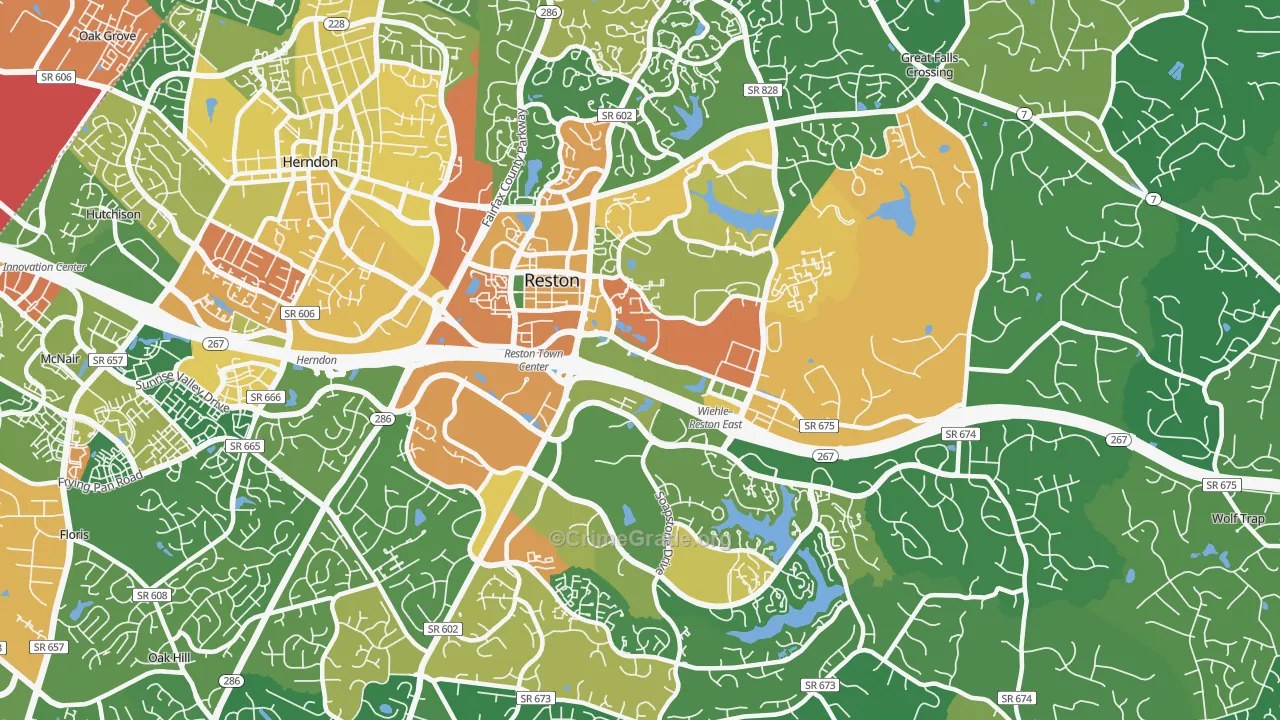Reston, VA Map of Vandalism Rates