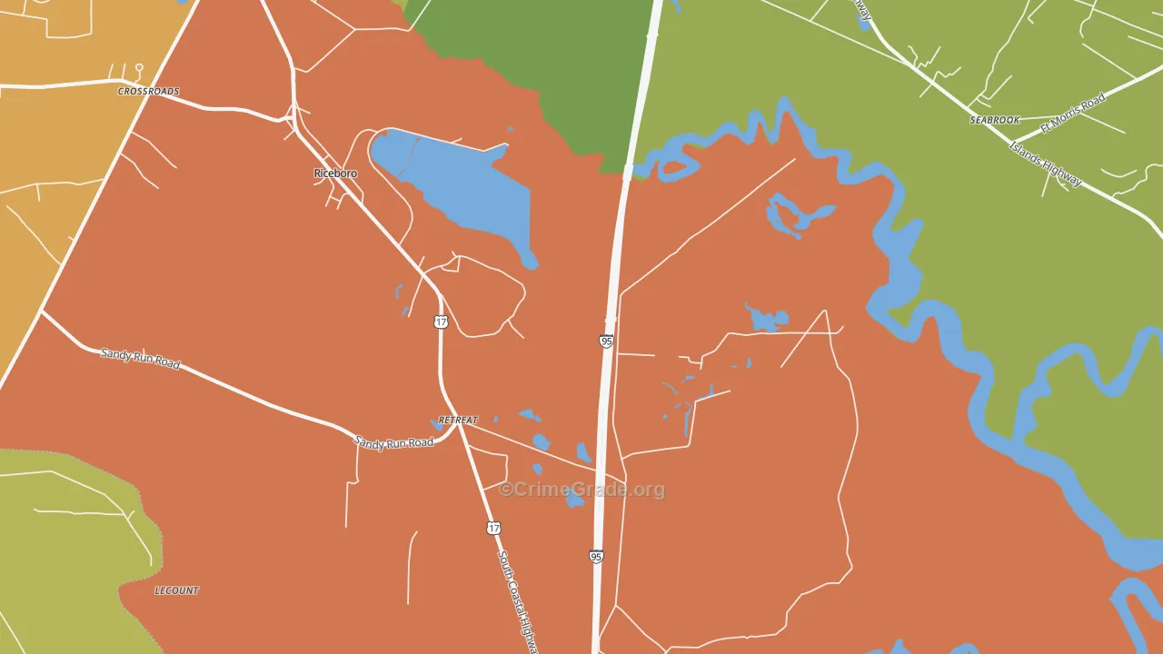 Retreat, GA Map of Vandalism Rates