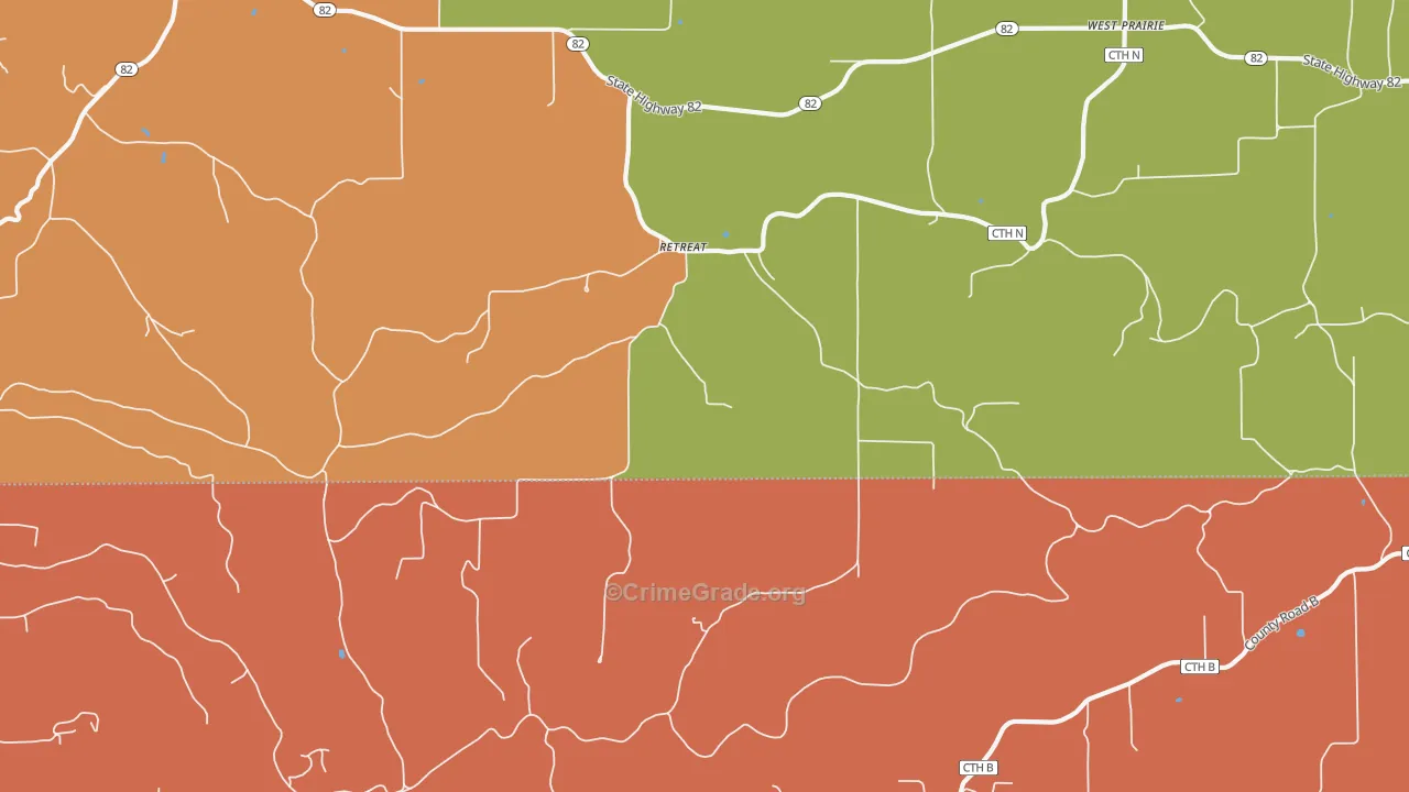Retreat, WI Map of Vandalism Rates