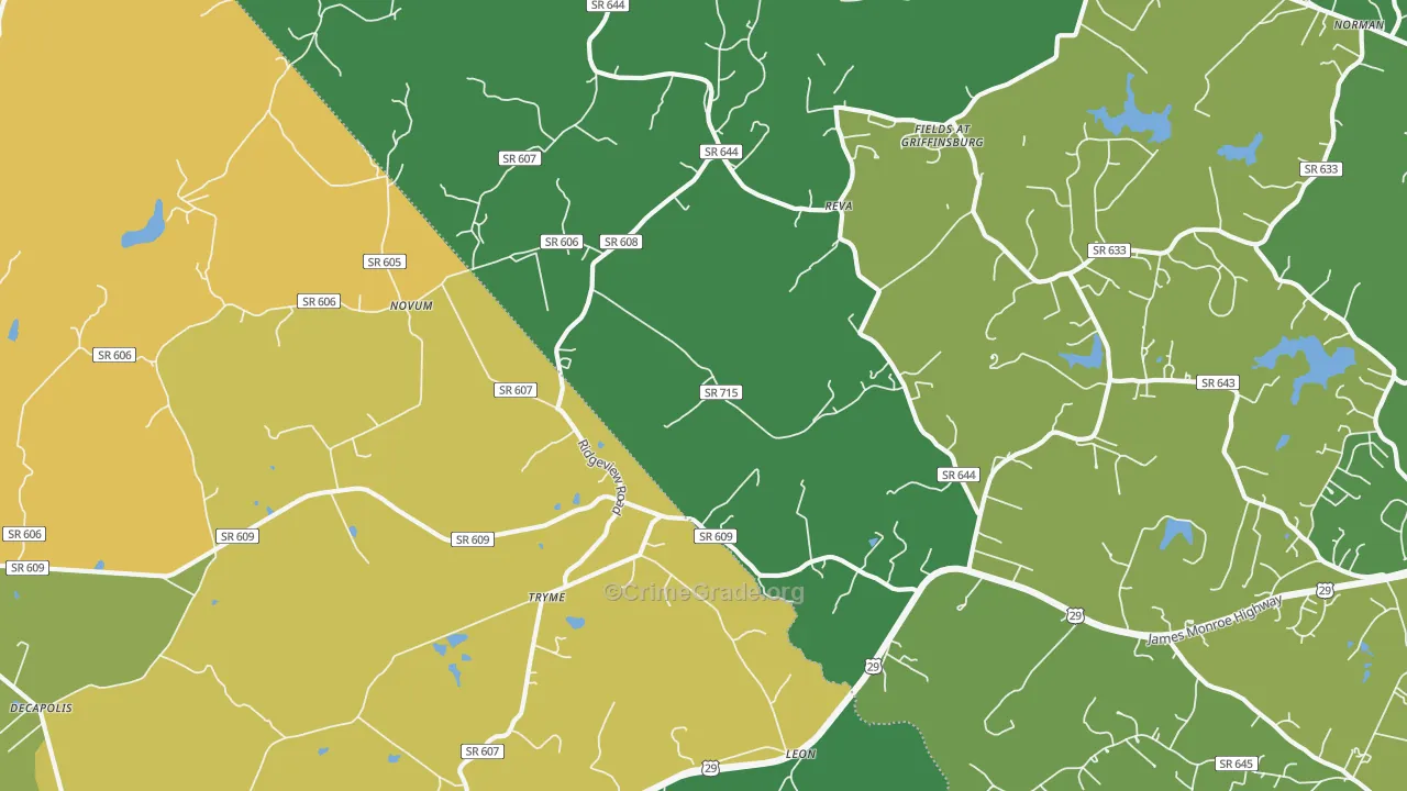 Reva, VA Map of Vandalism Rates